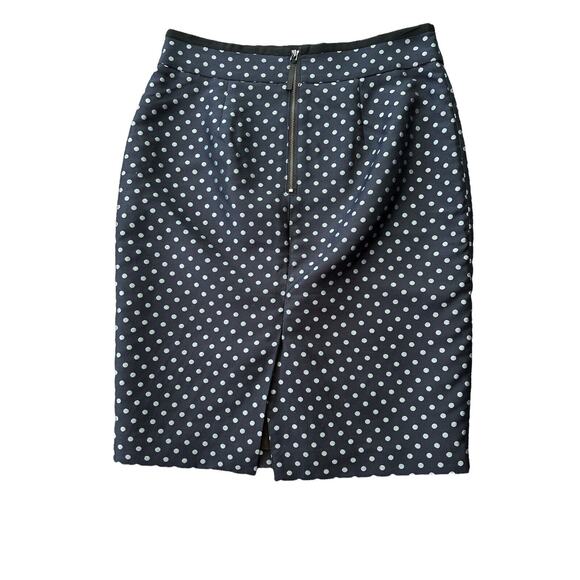6 Ann Taylor Navy Blue Polka Dot Straight Knee Length Skirt - Picture 2 of 4